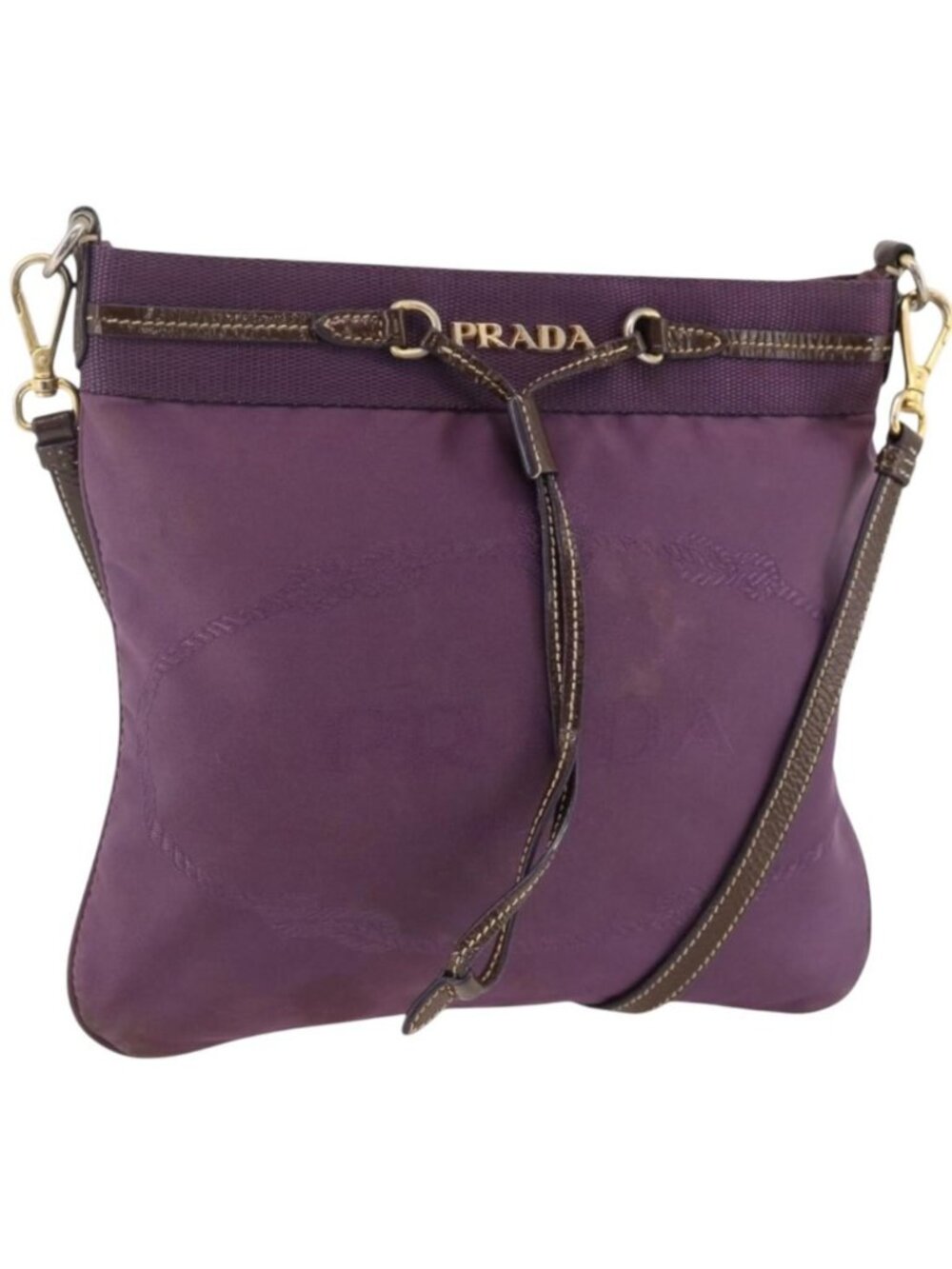PRADA Shoulder Bag Nylon Purple Gold